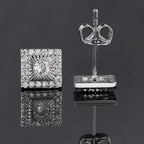 Silver Iced Out Square Stud Earrings CZ