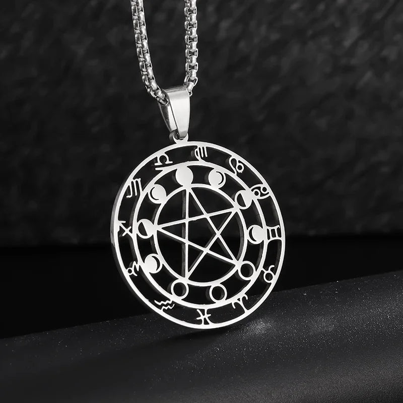 Flower of Life Chakra Spirituality Stainless Steel Necklace Archangel Sacred Geometry Metatron Necklace Pendant Solomon Jewelry