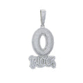 Iced Out Letter O Block Pendant Bling Cubic Zirconia Micro Pave Cz Paved Hip Hop Men Boy Rope Chain Jewelry