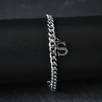 A-Z Initial Letter Cuban Chain Bracelet — Stainless Steel