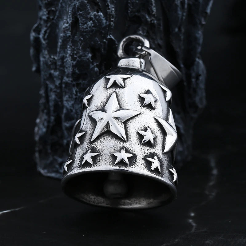 Moto Bell Star Pendant Necklace — Stainless Steel