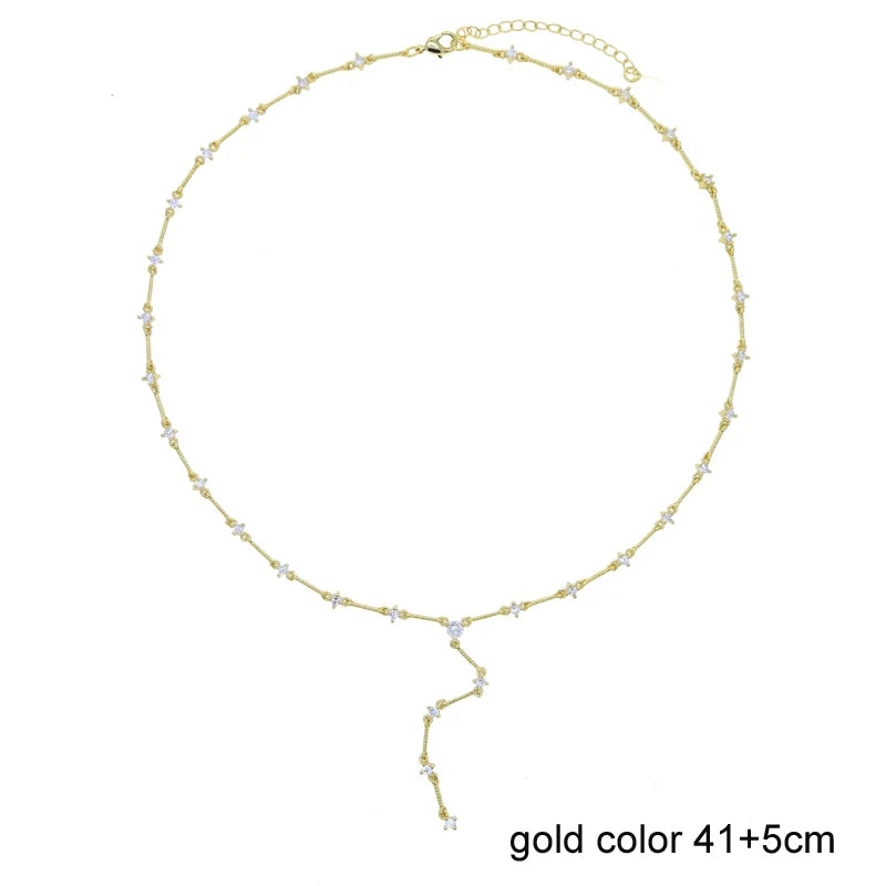 2025 Luxury Round Water Drop Stone Pendant Tennis Chain Jewelry 5A Cubic Zirconia Bling Long Y Lariat Sexy Women Choker