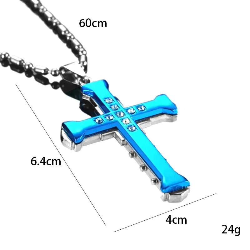 Iced Out Cross Black Pendant Zircon Punk
