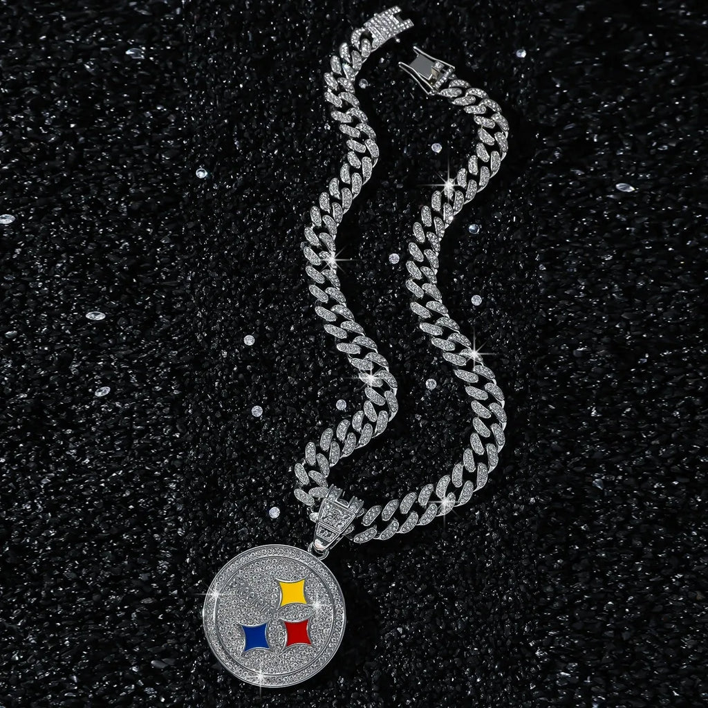 Round Disc Logo Pendant Necklace — 50cm Length
