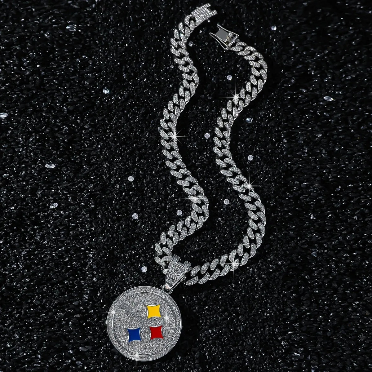 Round Disc Logo Pendant Necklace — 50cm Length