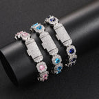 Tennis Chain Bracelet Gemstone Cluster