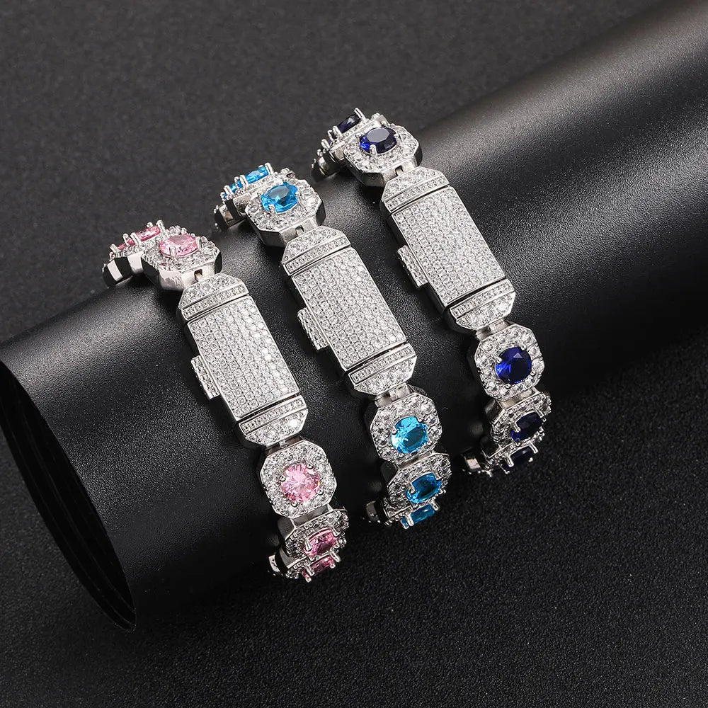 Tennis Chain Bracelet Gemstone Cluster