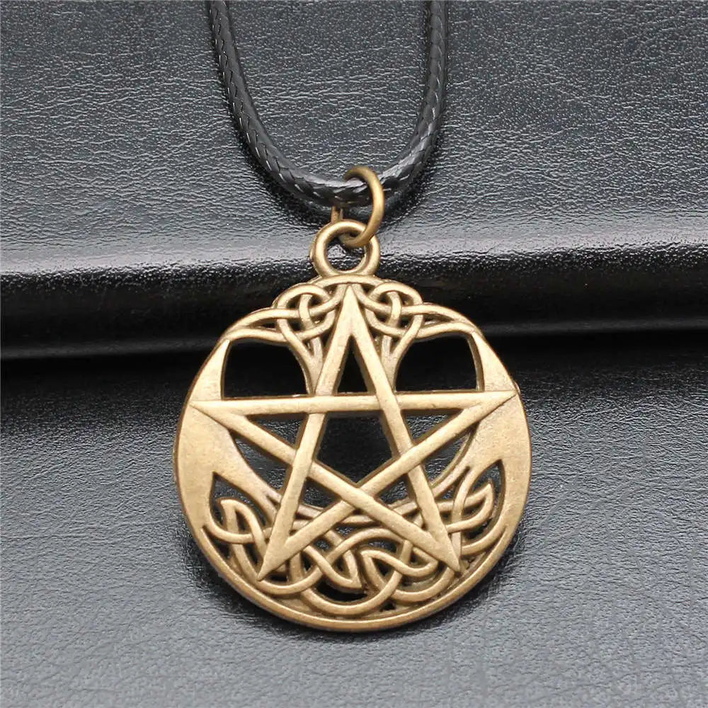 Pentagram Pendant Necklace for Men 45cm Chain