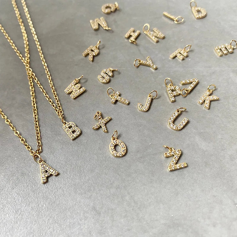 Letter Charm Pendant Necklace — Gold Iced
