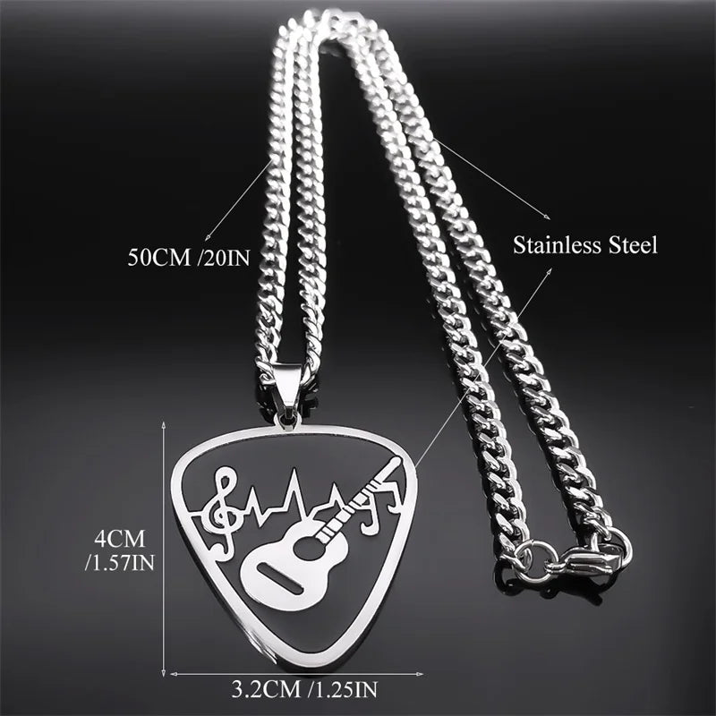 Guitar Pick Musical Pendant — Stainless