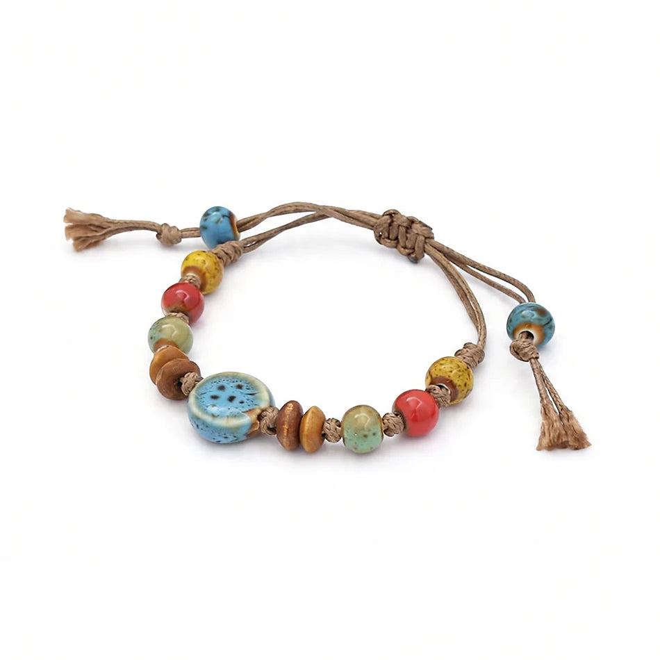 Rope Ceramic Bead Bracelet — Stainless Steel