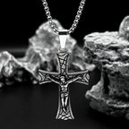Cross Jesus Christ Silver Pendant Crucifix Religious