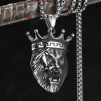 Crown Lion Unique Men Necklace Stainless Steel Pendant Chain Hip Hop Punk Jewelry Biker Male Accessories Gifts Daily