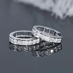 Iced Out Channel Set CZ Huggie Hoop Earrings — Silver-Tone