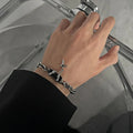 Hip Hop Black Crystal Bracelet Simple Cuban Chain Silver Color Stainless Steel Men Bracelet Retro Jewelry Trendy