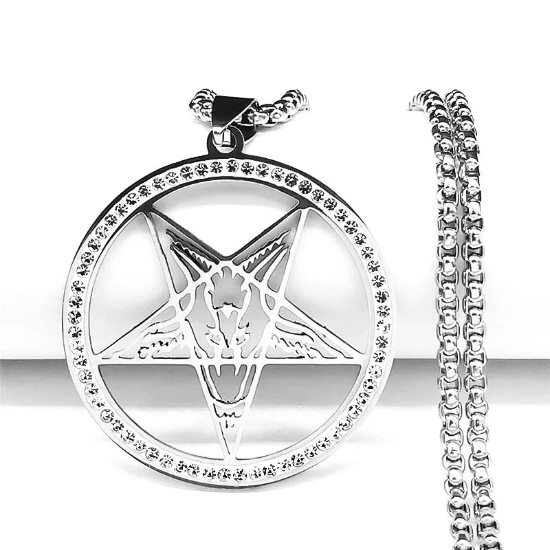 Skull Star Silver Pendant Necklace — Stainless Steel