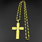 Big Jesus Cross Necklace Byzantine Chain Punk — Stainless Steel