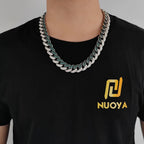 Gold Cuban Chain Necklace Iced Out 18MM 3-Row
