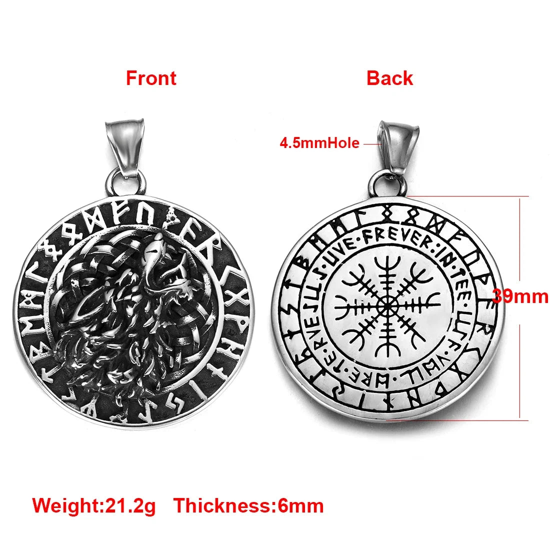 Stainless Steel Viking Norse Pendant for Necklace DIY Accessories Jewelry Making Findings Men Charm Supplies Punk Axe