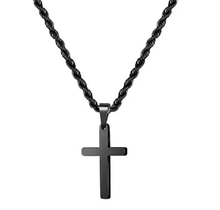 Cross Two-Tone Pendant Double Chain Necklace