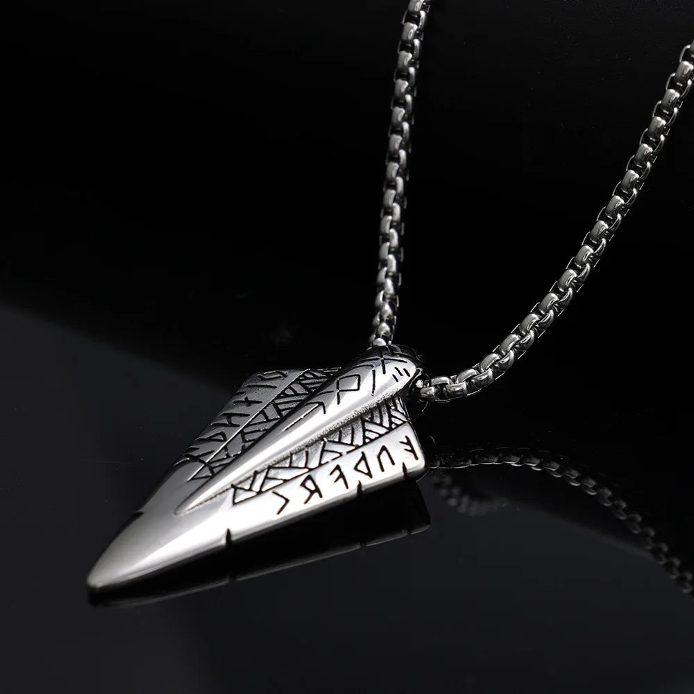 Fashion Retro Viking Rune Spear Pendant for Women Charm Nordic Stainless Steel Men Necklace Popular Valentine's Day