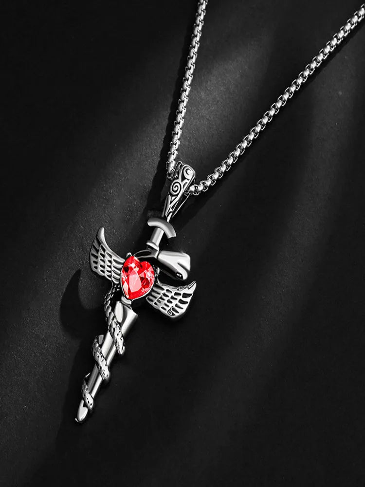 Cross Snake Steel Pendant European American Versatile