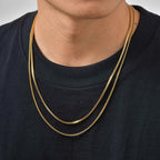 Two-Tone Box Chain Necklace Set — Stainless Steel