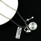 Dumbbell Barbell Letter Pendant — Stainless Steel