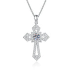 18K white gold and platinum moissanite necklace women's personality light luxury hip hop pt950 cross pendant necklace women