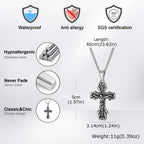 Gothic Cross Necklace for Men,Retro Grey Stainless Steel Crucifix Pendant Necklace,Vintage Punk Jewelry Gift