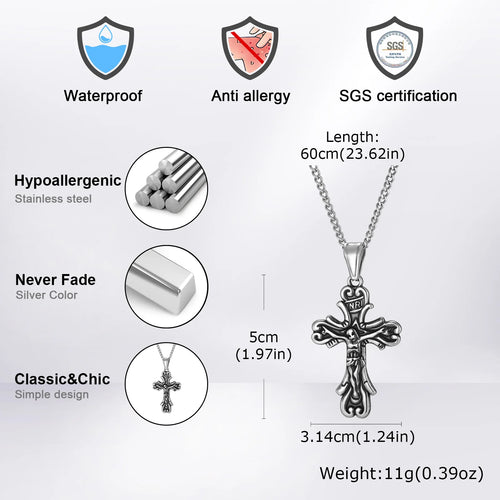 Cross Pendant Necklace — Stainless Steel Gothic