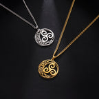 Celtic Triskele Crescent Moon Pendant Necklace — Stainless Steel