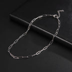Paperclip & Cable Link Chain Choker Necklace — Stainless Steel