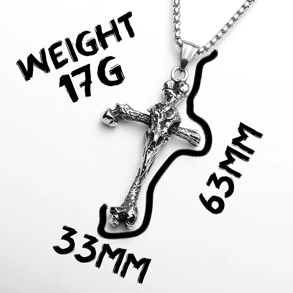 Viking Crow Bone Cross Men Necklaces Stainless Steel Amulets Pendant Chain Women Fashion Jewelry Punk Accessories Gift Wholesale