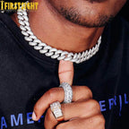 2024 New Silver Color Heavy Chunky Prong Cuban Link Chain Necklace for Men 15mm Iced Out Bling Charms Hip Hop Jewelry