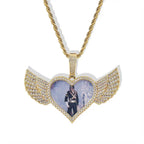 Iced Out Heart Photo Pendant Necklace