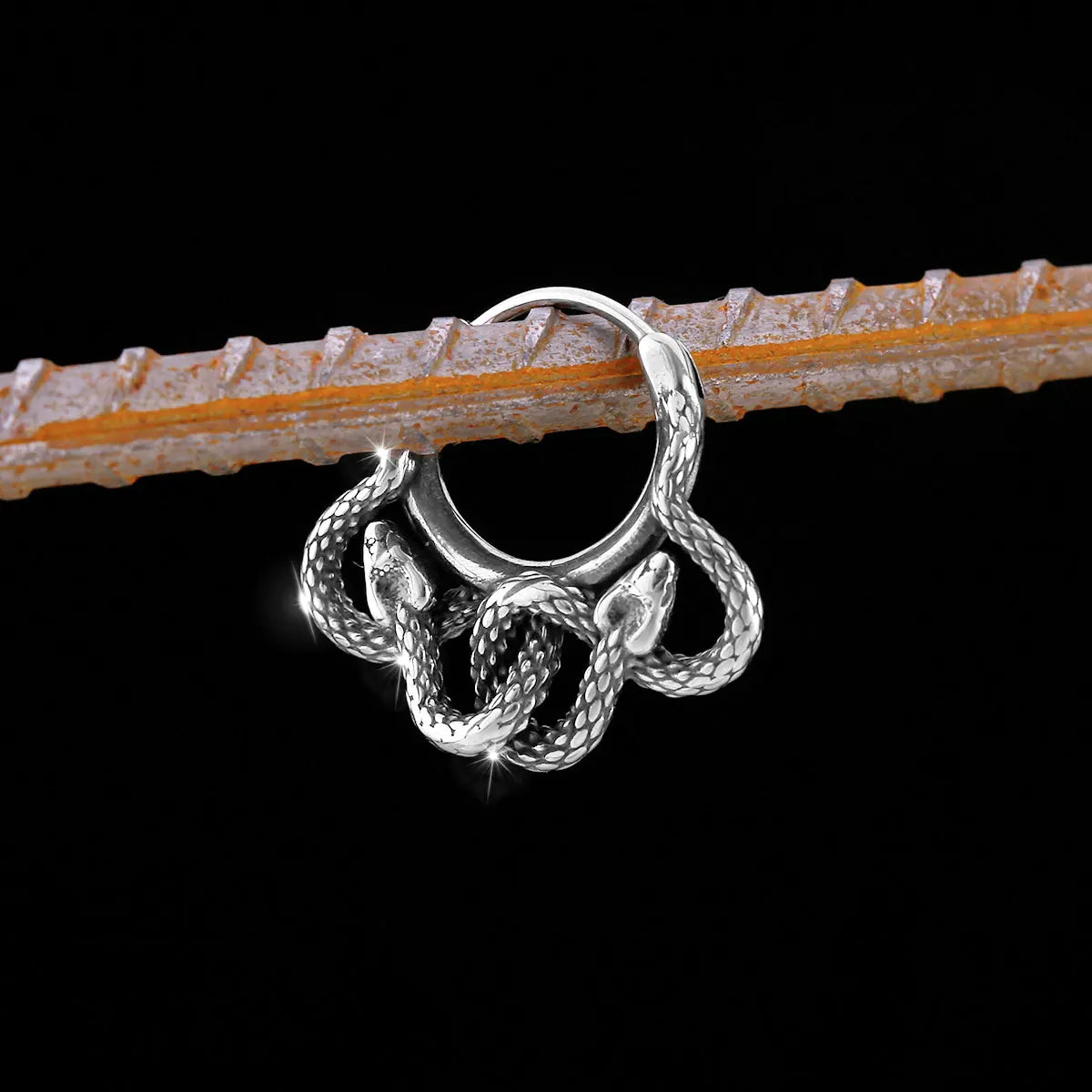 Nordic Viking Snake Tail Stud Earrings Amulet — Stainless Steel