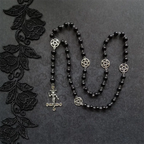 Baphomet Pentagram Cross Necklace — Black Metal