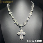 2025 New Iced Out Cross Pendant Necklace for Men Women Bling Gold Color Cubic Zirconia Infinity Link Eye Charm Hip Hop