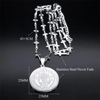 Catholic Saint Benedict Medal Stainless Steel Necklace for Women Men Gold Color Jesus Cross Chain Jewelry san benito