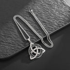 Stainless Steel Trinity Celtic Knot Nordic Rune Pendant Necklace Retro Ethnic Style Irish Knot Lucky Amulet Jewelry for