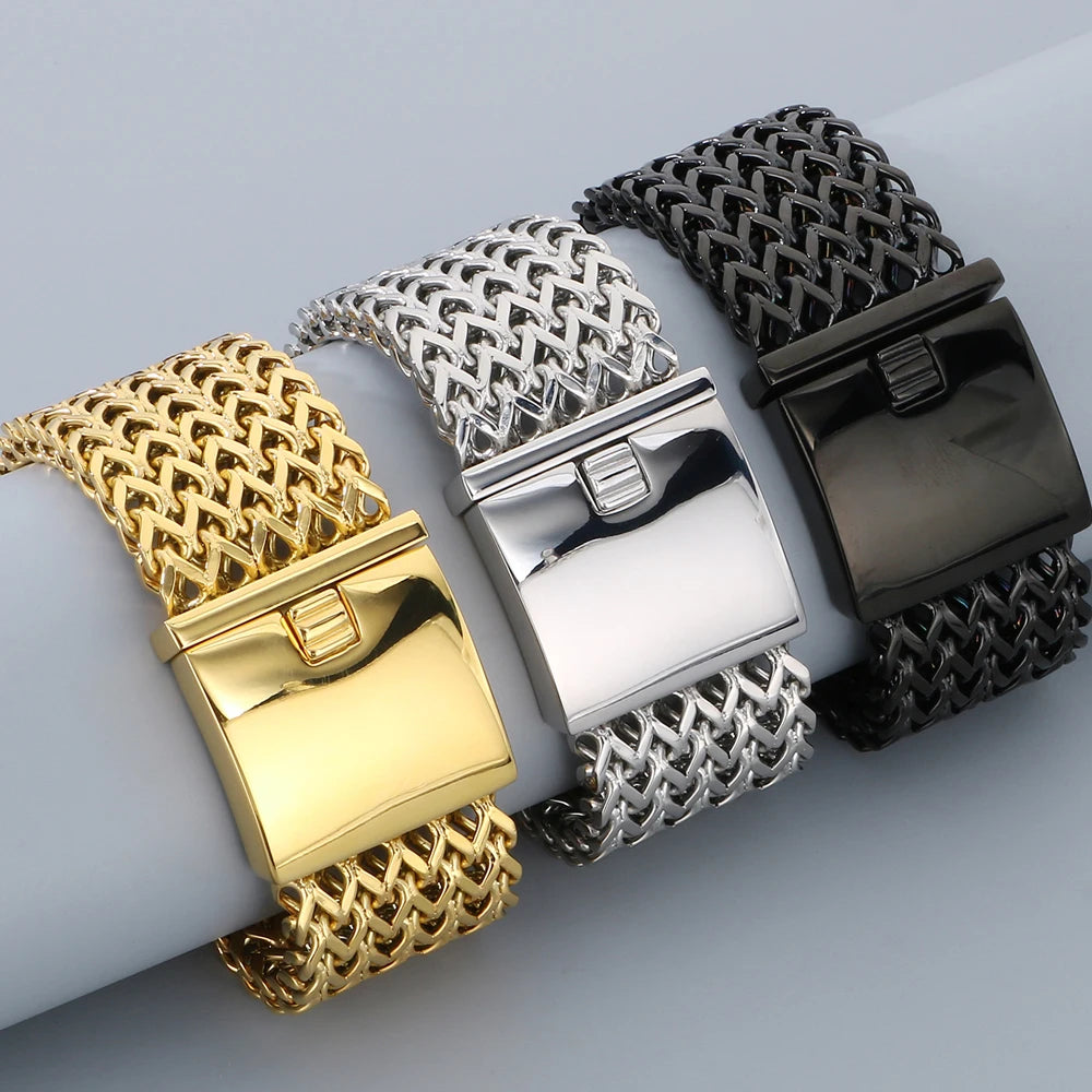 Massive 30MM Width 22CM Long Square Franco Chain Man Bracelet for Men Casting 316L Stainless Steel Men's Bracelets &
