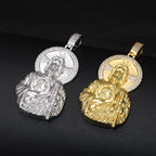 Iced Out Cross Jesus Piece Pendant Necklace — Copper Alloy