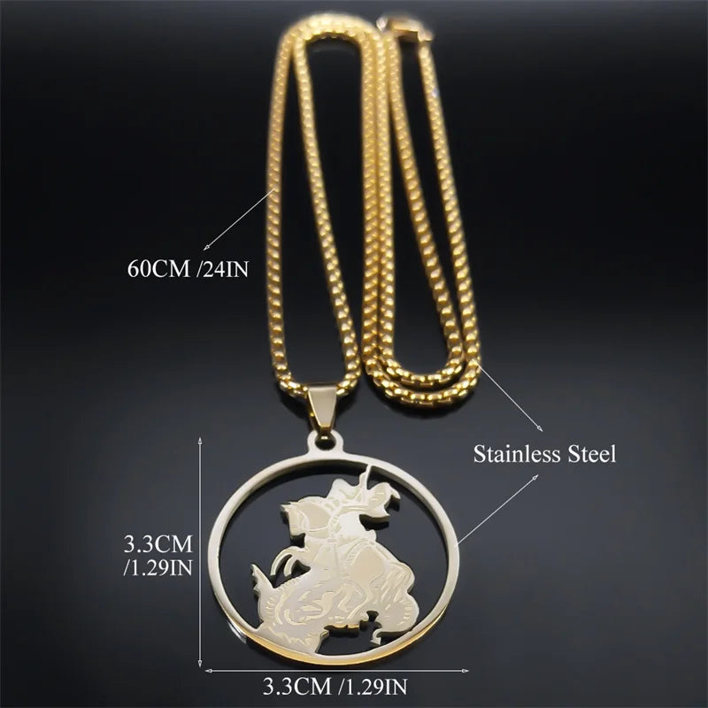 Archangel St.Michael Protect Me Necklace Stainless Steel Saint Shield Protection Male Necklace Jewelry corrente
