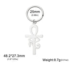 LIKGREAT Eye of Horus Keychain Ancient Egypt Ankh Cross Keyring for Women Men Stainless Steel Talisman Cross Jewelry