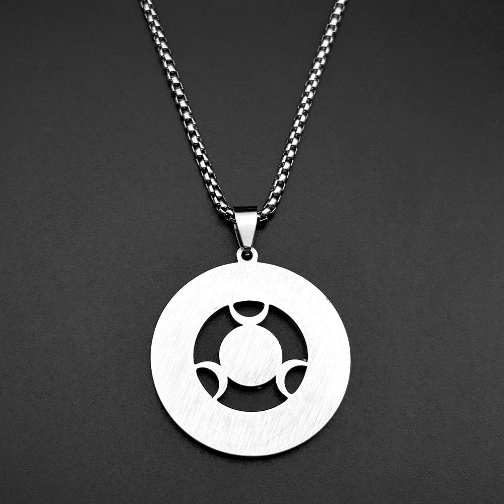 Moon Steel Pendant Witchcraft Triple Goddness