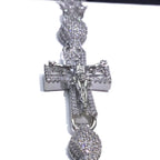Cross Iced Out Rosary Chain Necklace Stainless Steel
