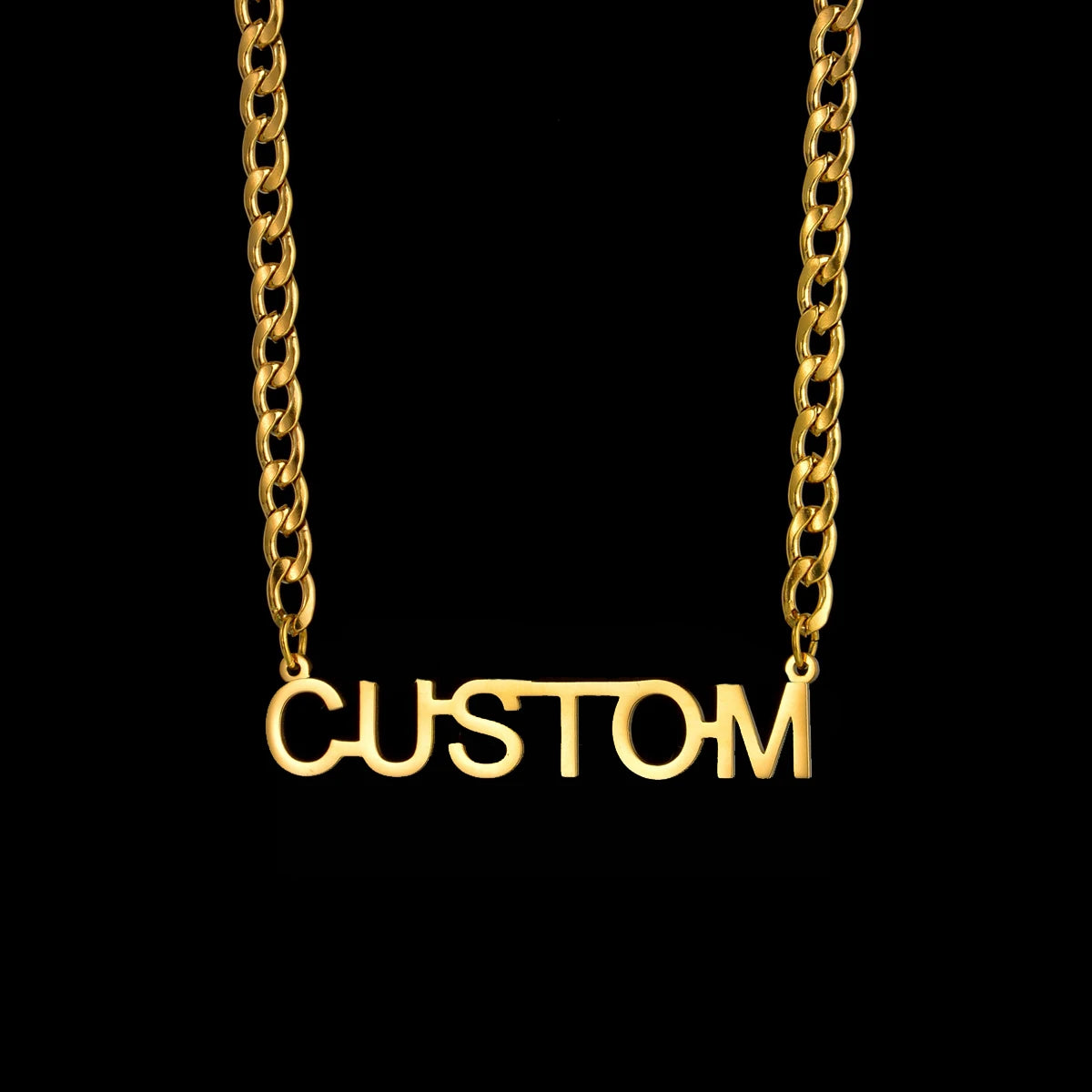 Atoztide Personalized Customized Brand Logo Names Pendant Necklace Stainless Steel Thick Chain for Men Women Jewelry