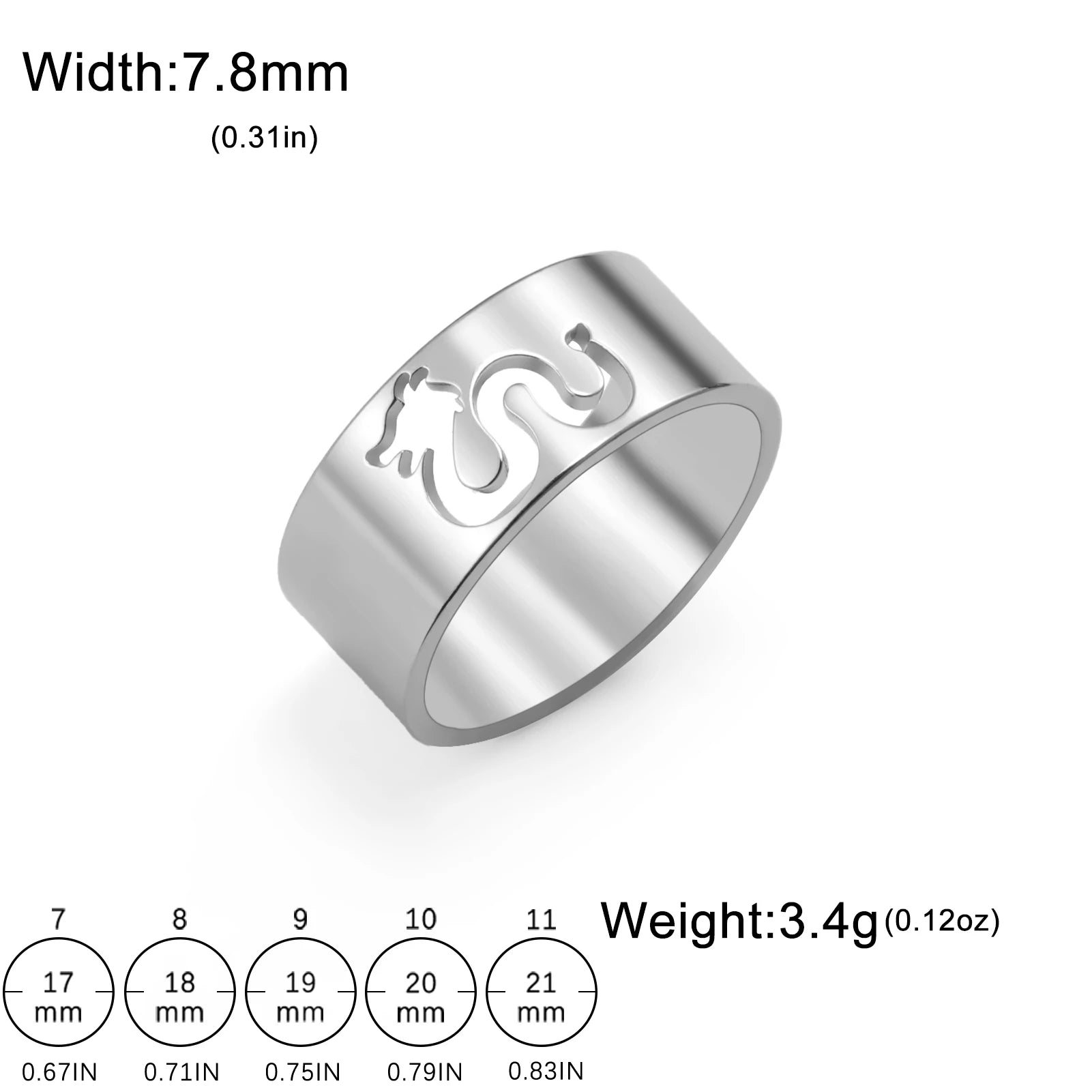 Skyrim Hollow Dragon Ring for Men Women Stainless Steel Wide Finger Rings Animal Jewelry Anniversary Birthday Gift