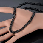 6.5mm Silver Tone/Black Gold Plated Chains for Men Boys, Mens Necklace Chains Stainless Steel Thick Cuban Link Chain